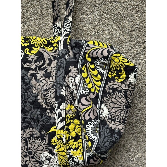 Vera Bradley Large Travel Duffel Bag Baroque Black Yellow Floral Quilt - Picture 9 of 16
